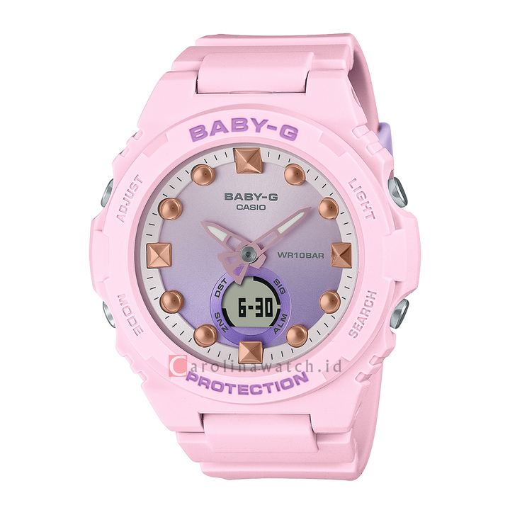 Jam Tangan Casio Baby-G BGA-320-4A Women Playful Beach Collection Pink Dial Pink Flamingo Resin Band