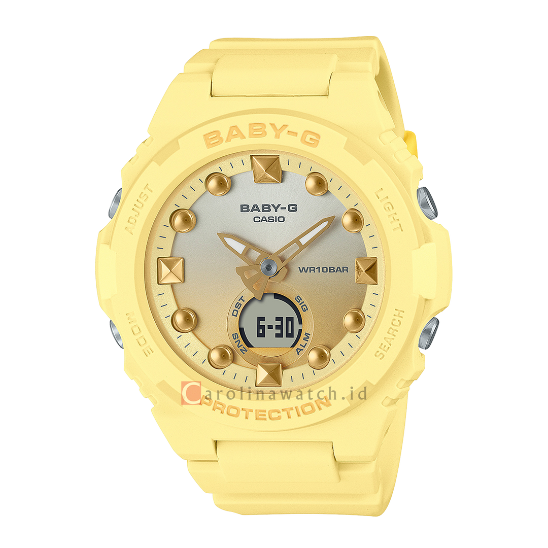 Jam Tangan Casio Baby-G BGA-320-9A Women Playful Beach Collection Yellow Dial Sunshine Yellow Resin Band