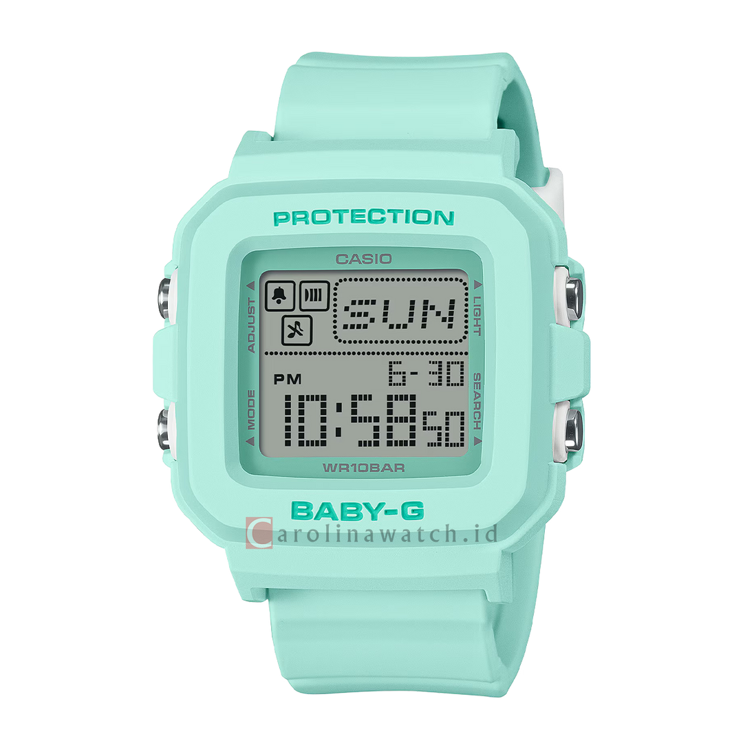 Jam Tangan CASIO BABY G BGD-10-3D Women Digital Dial Light Green Resin Band