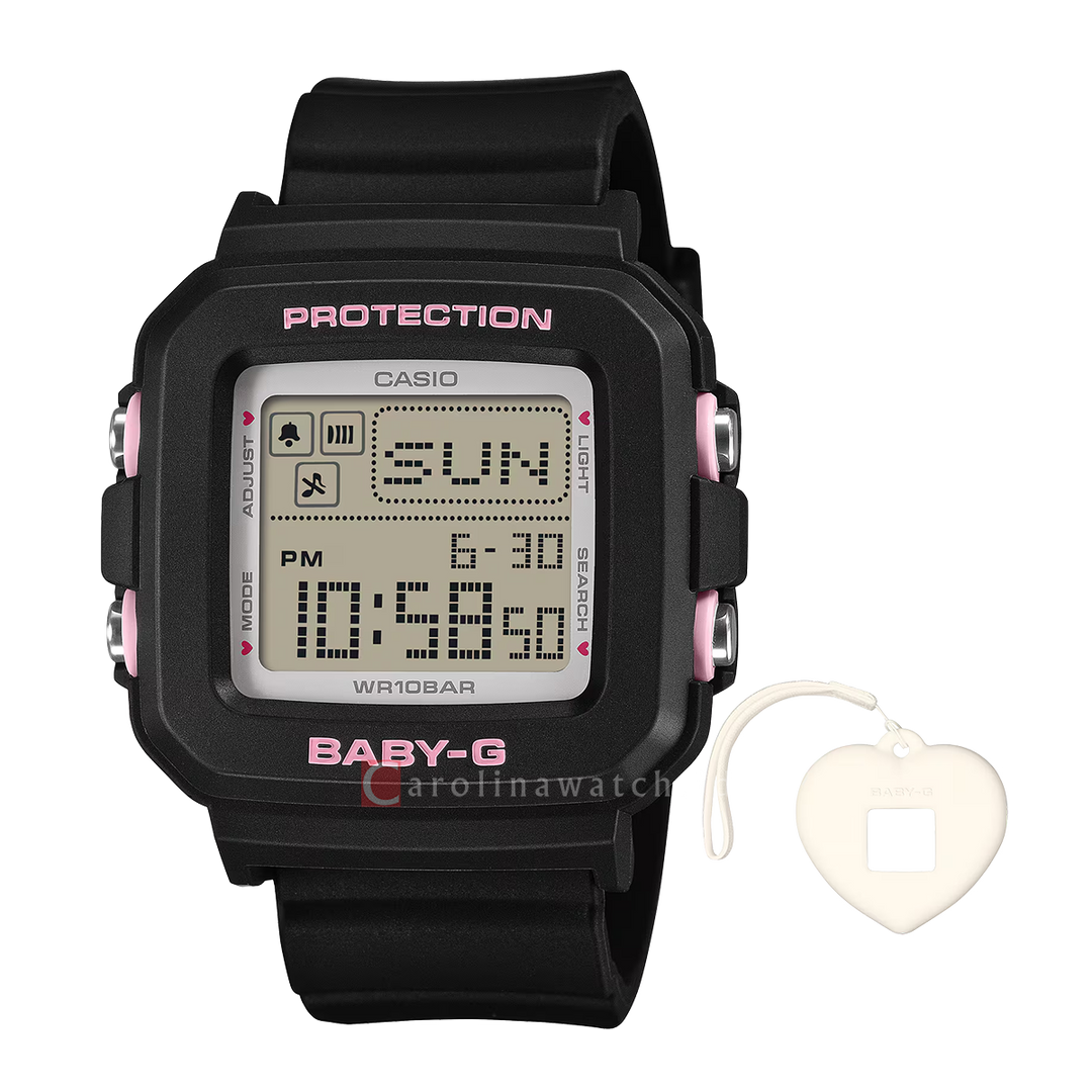 Jam Tangan CASIO BABY G + Plus BGD-10KH-1D Women Digital Dial Black Resin Band