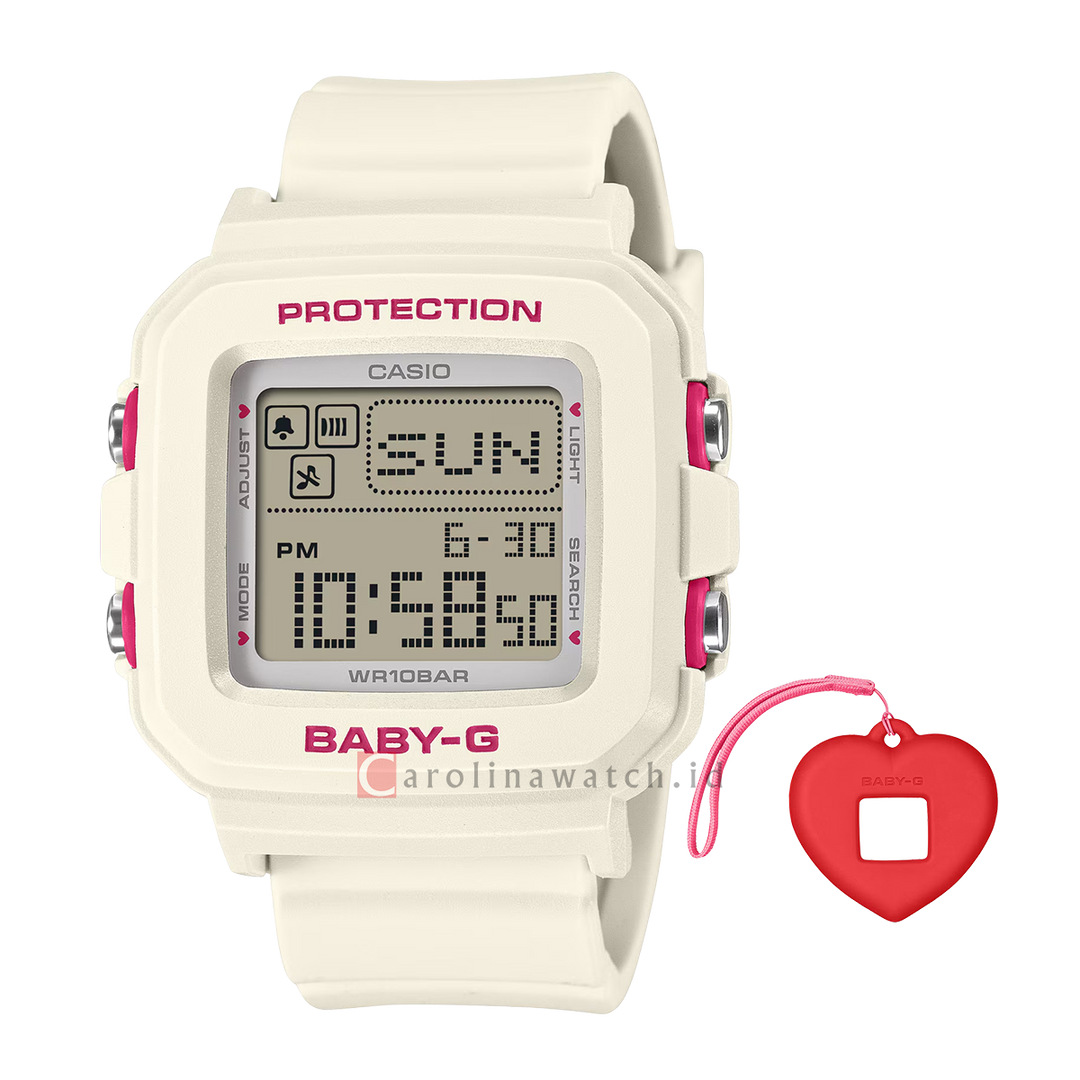 Jam Tangan CASIO BABY G + Plus BGD-10KH-7D Women Digital Dial White Resin Band