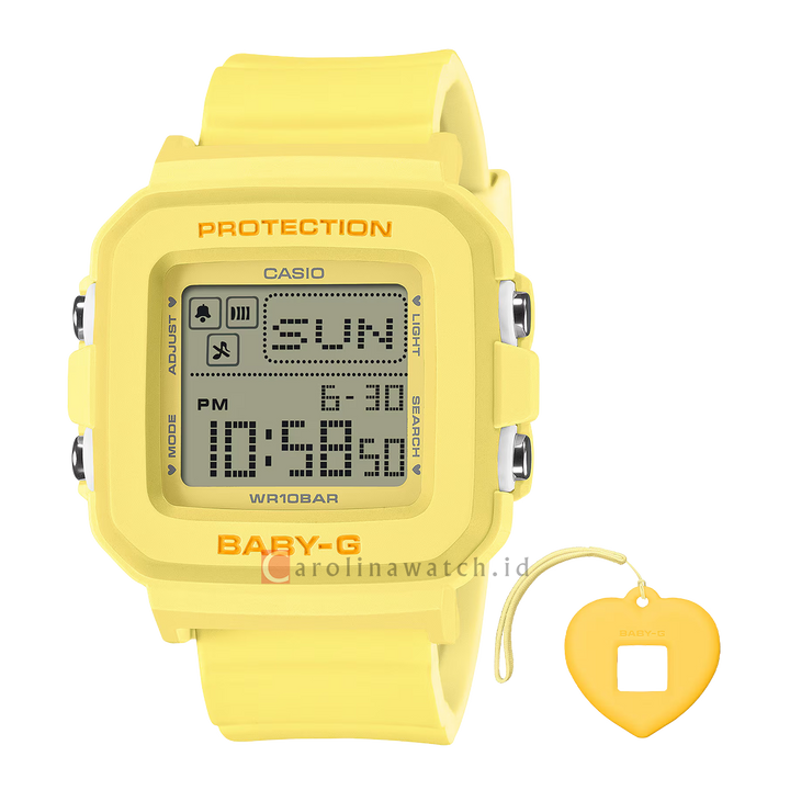 Jam Tangan CASIO BABY G + Plus BGD-10KH-9D Women Digital Dial Yellow Resin Band