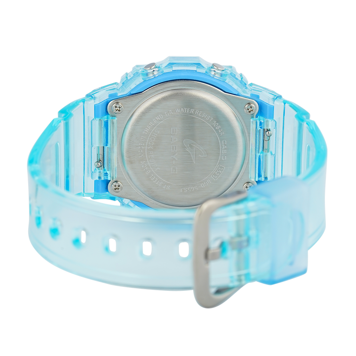 Jam Tangan CASIO BABY-G BGD-565SJ-2D Women The Classic Digital Dial Blue Translucent Clear Resin Band