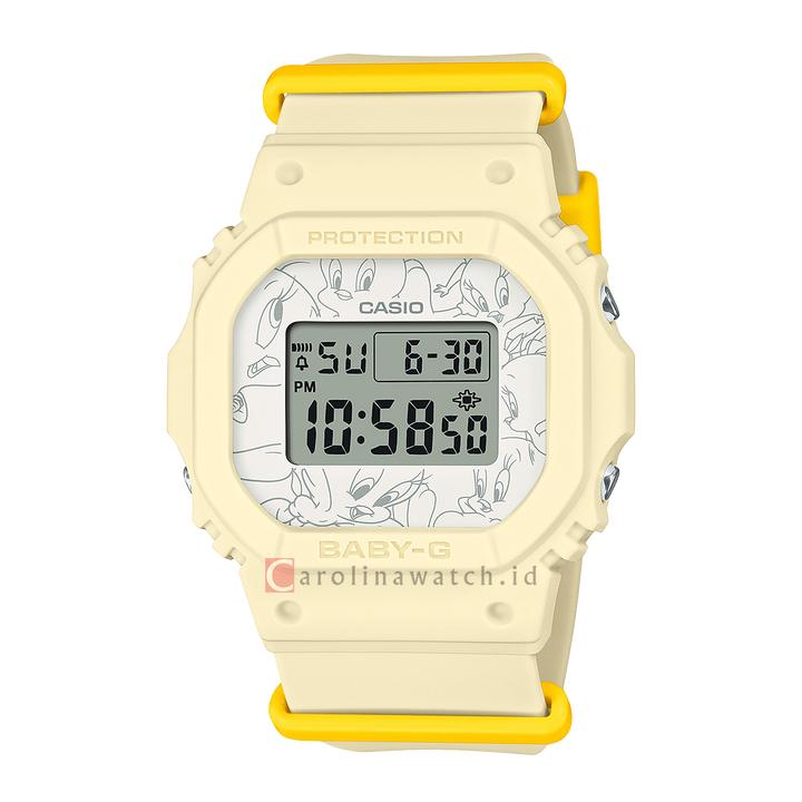 Jam Tangan Casio Baby-G BGD-565TW-5D Tweety Collaboration Model Women Digital Dial Biege Resin Band