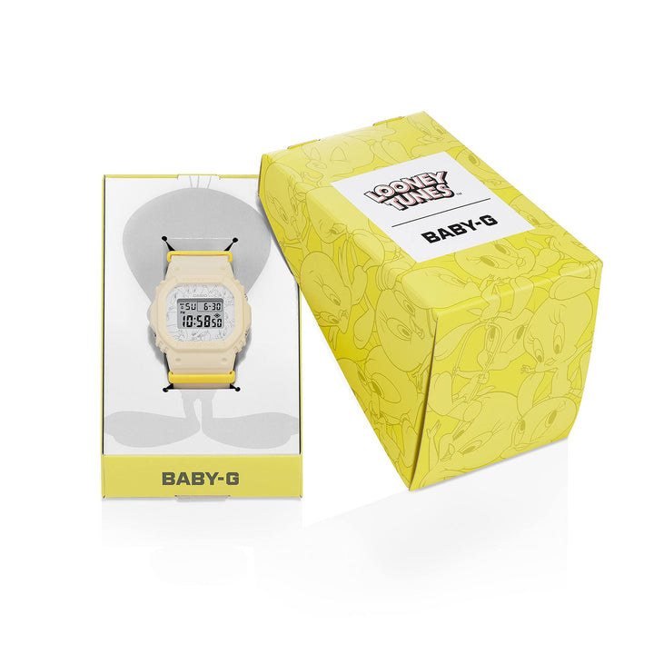 Jam Tangan Casio Baby-G BGD-565TW-5D Tweety Collaboration Model Women Digital Dial Biege Resin Band