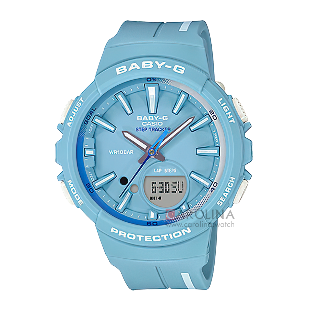 Jam Tangan Casio Baby-G BGS-100RT-2A Step Tracker Women Ice Blue Dial Ice Blue Resin Band