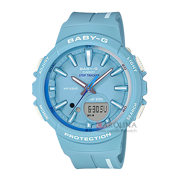 Jam Tangan Casio Baby-G BGS-100RT-2A Step Tracker Women Ice Blue Dial Ice Blue Resin Band