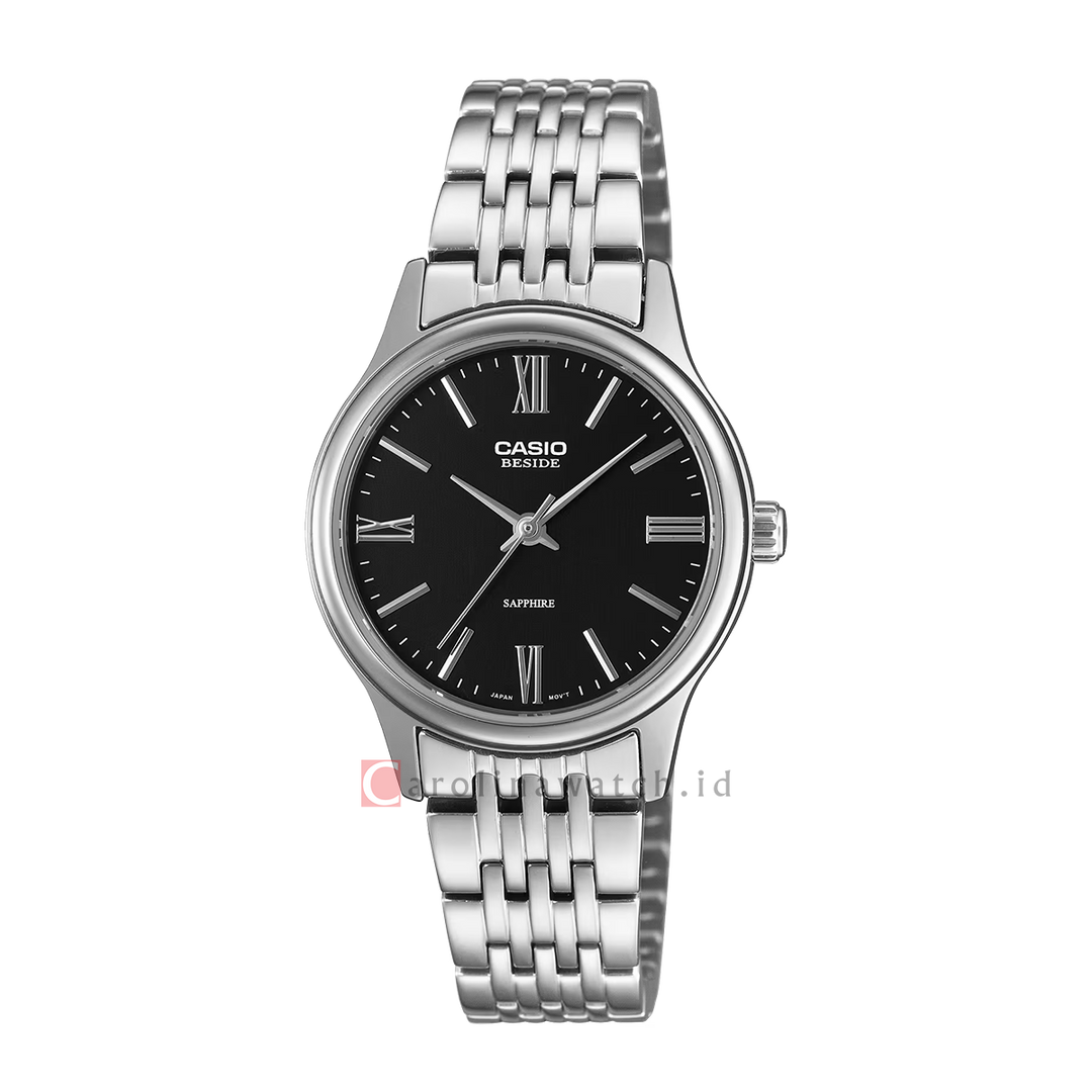 Jam Tangan Casio BLS-100D-1A Women Black Dial Stainless Steel Band