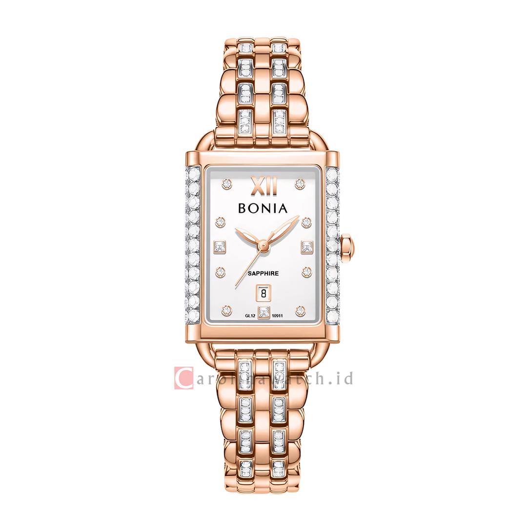 Jam Tangan BONIA Elegance BP10911-2513S Women White Dial Dual Tone Stainless Steel Strap