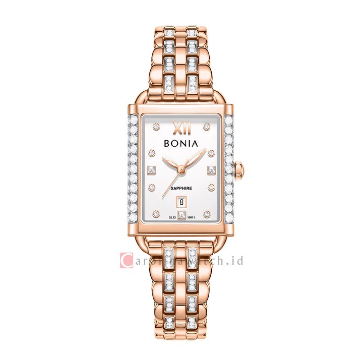 Jam Tangan BONIA Elegance BP10911-2513S Women White Dial Dual Tone Stainless Steel Strap