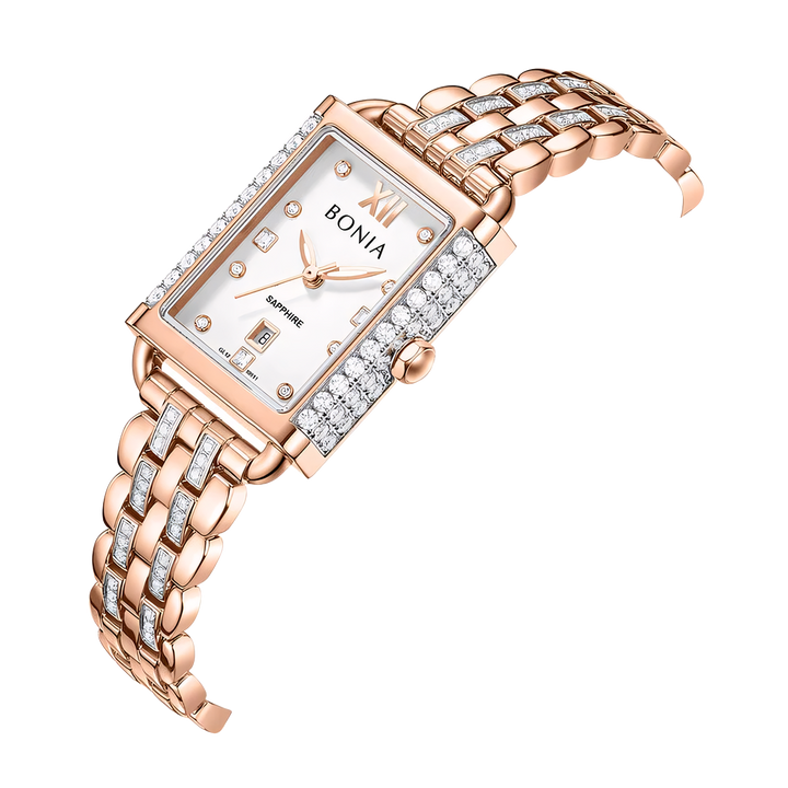 Jam Tangan BONIA Elegance BP10911-2513S Women White Dial Dual Tone Stainless Steel Strap