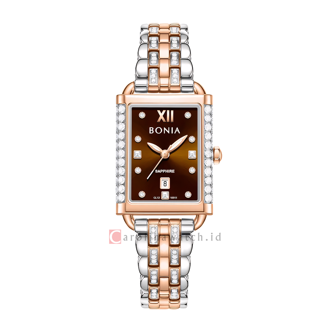 Jam Tangan BONIA Elegance BP10911-2643S Women Brown Dial Dual Tone Stainless Steel Strap