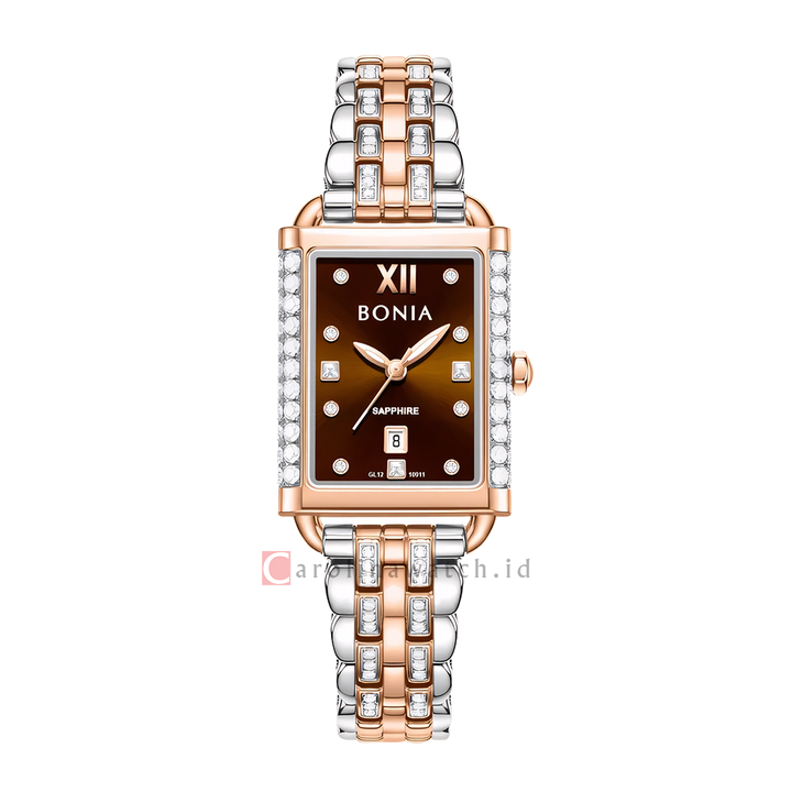 Jam Tangan BONIA Elegance BP10911-2643S Women Brown Dial Dual Tone Stainless Steel Strap