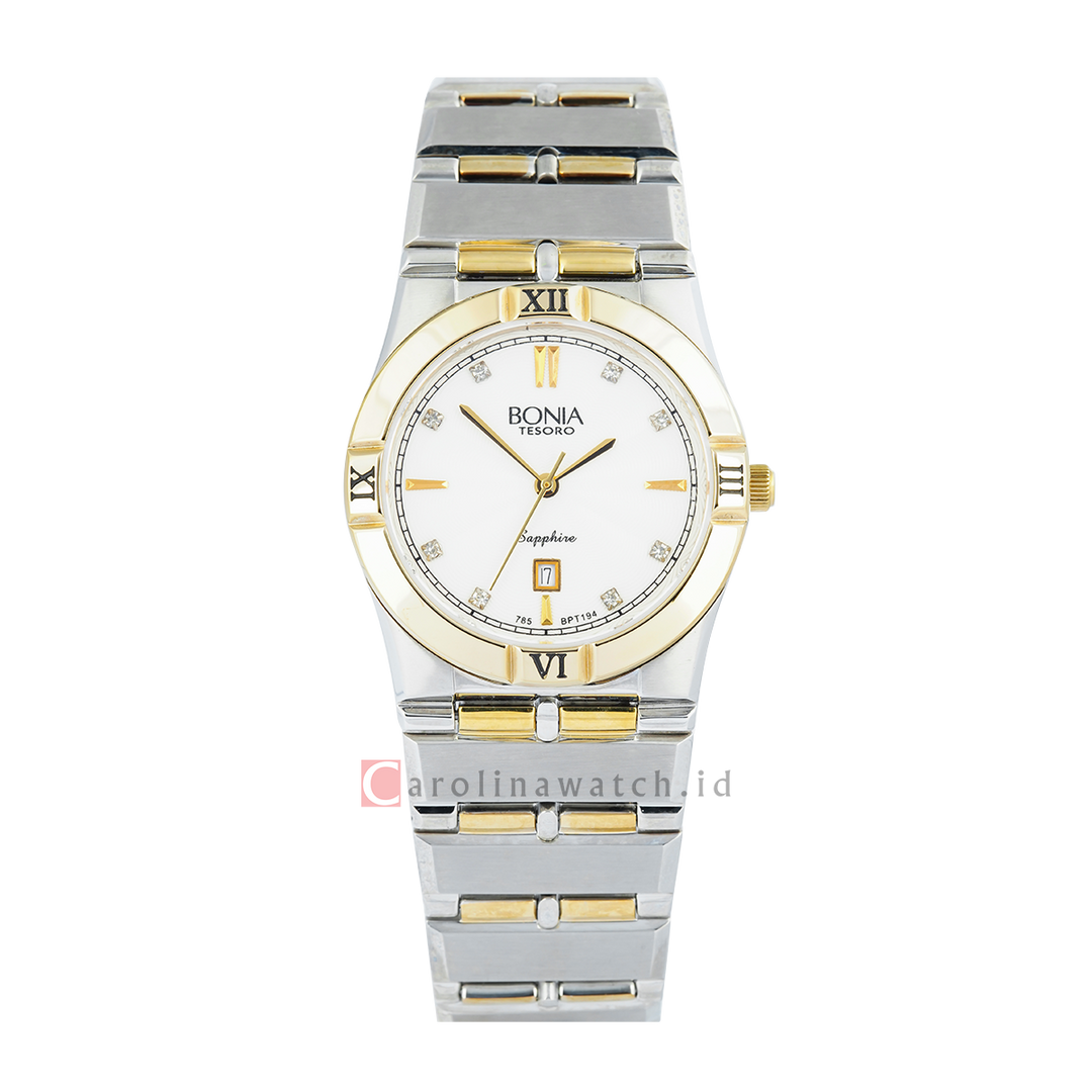 Jam Tangan BONIA BPT194-2112 Men White Dial Dual Tone Stainless Steel Strap
