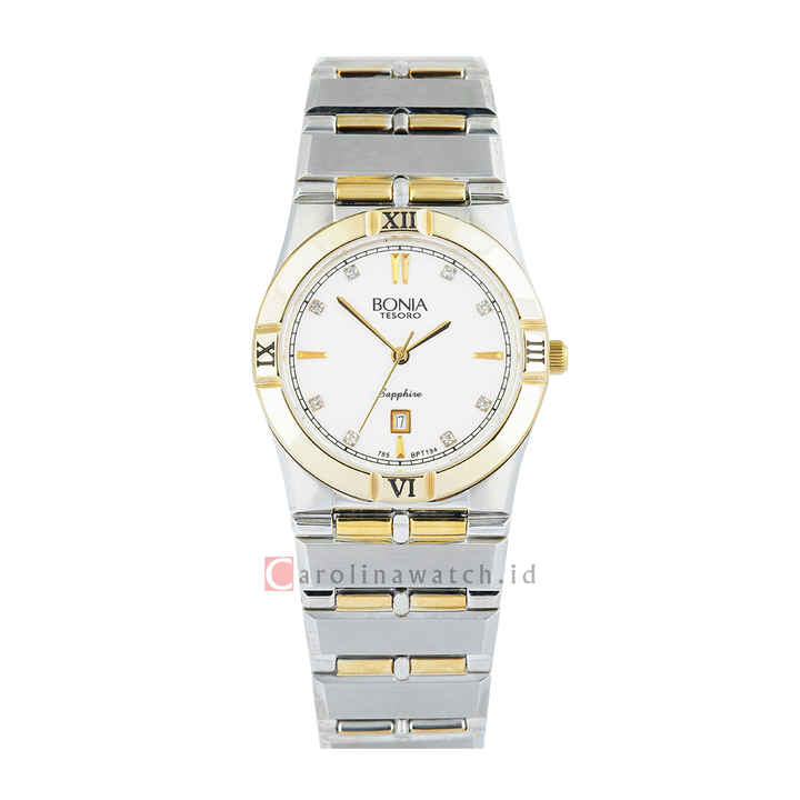 Jam Tangan BONIA BPT194-2112 Men White Dial Dual Tone Stainless Steel Strap