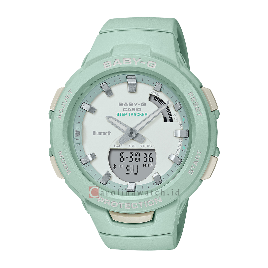 Jam Tangan Casio Baby-G BSA-B100CS-3A Women Green Mint Digital-Analog Dial Green Mint Resin Band