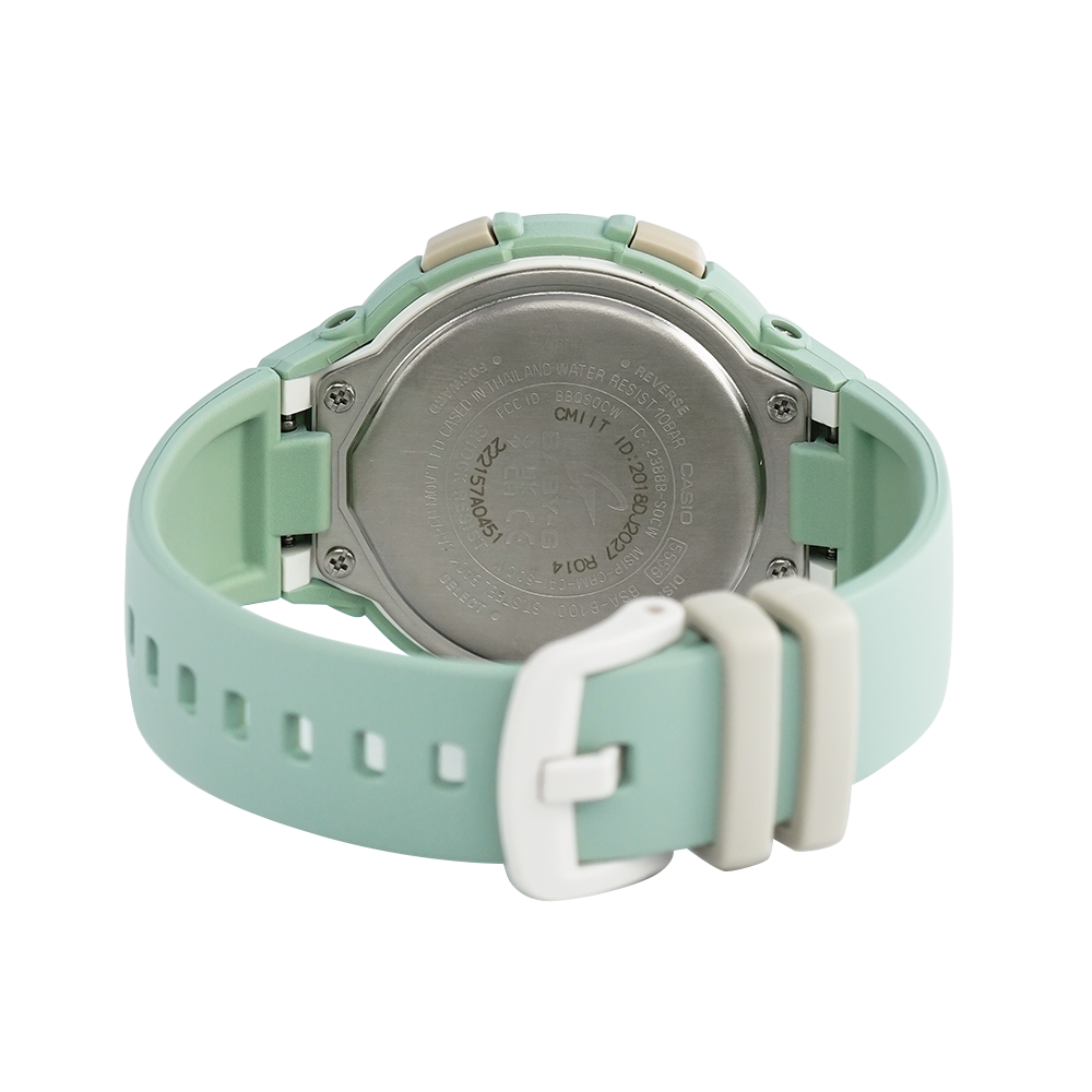 Jam Tangan Casio Baby-G BSA-B100CS-3A Women Green Mint Digital-Analog Dial Green Mint Resin Band