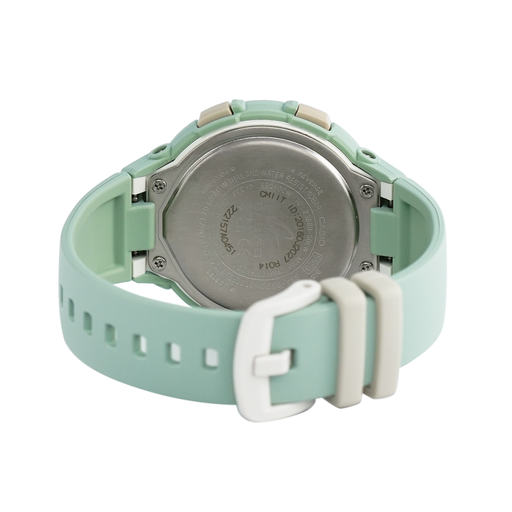 Jam Tangan Casio Baby-G BSA-B100CS-3A Women Green Mint Digital-Analog Dial Green Mint Resin Band