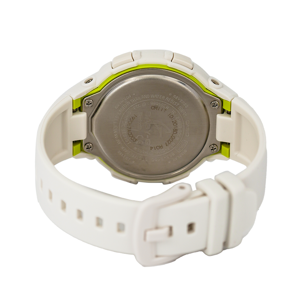 Jam Tangan Casio Baby-G BSA-B100SC-7A G-Squad Women White Dial White Resin Band