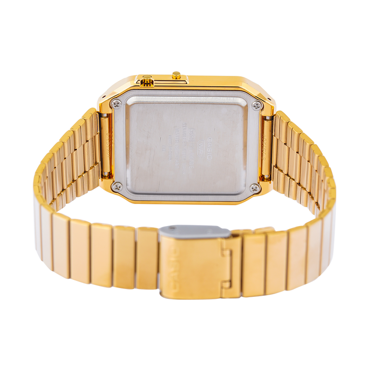 Jam Tangan Casio General CA-500WEG-1A Unisex Calculator Model Digital Dial Gold Stainless Steel Band