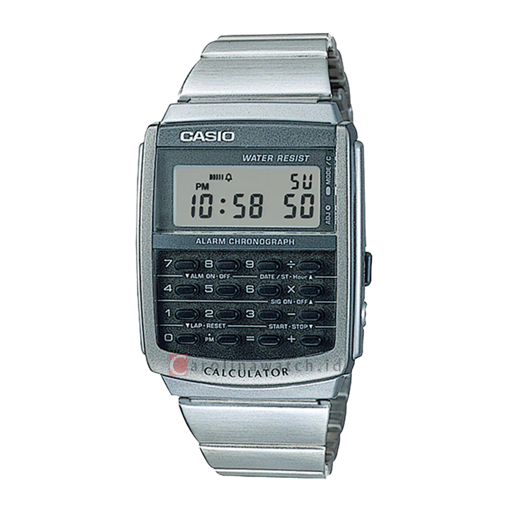 Jam Tangan Casio General CA-506-1D Men Calculator Digital Dial Stainless Steel Strap