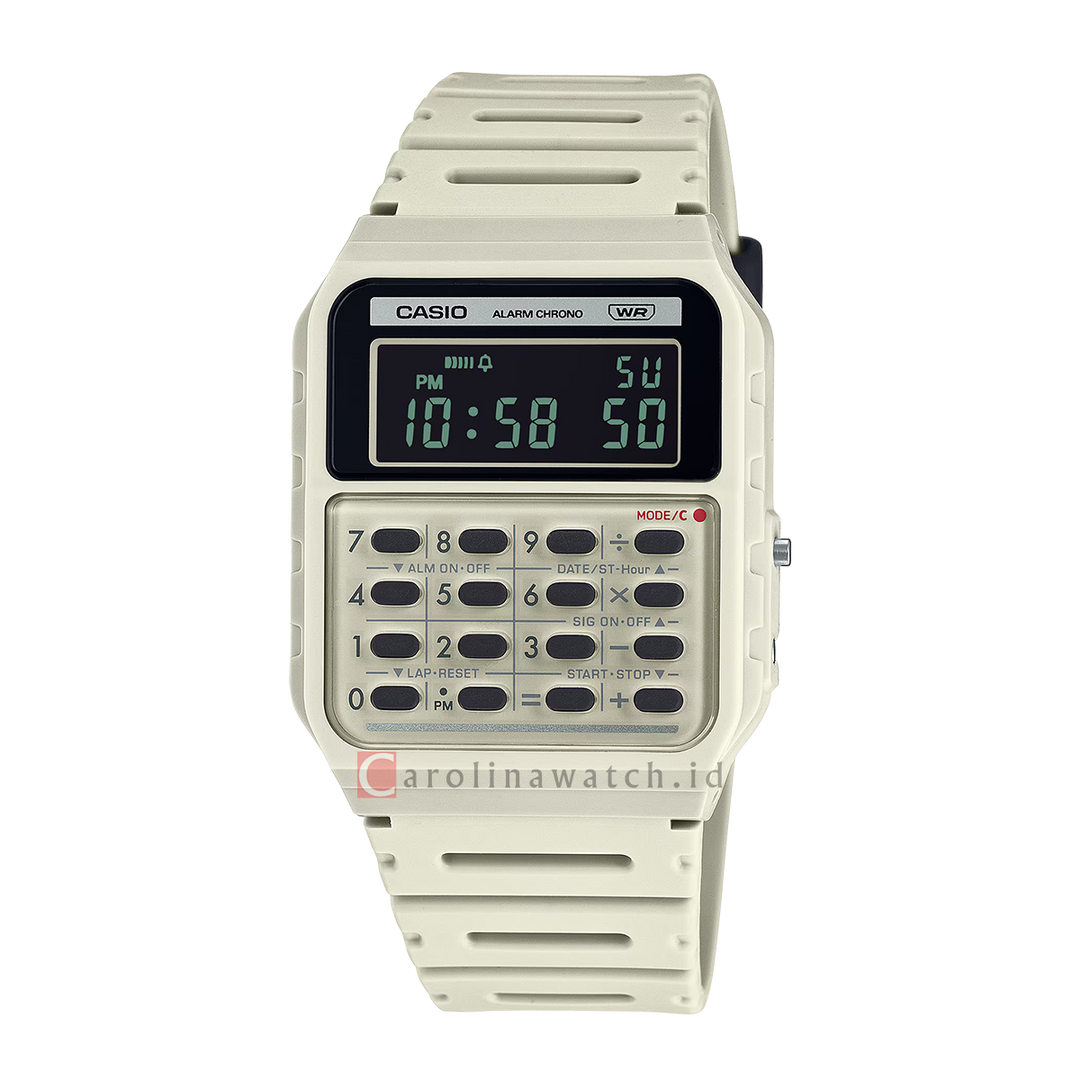 Jam Tangan Casio Data Bank CA-53WB-8B Men Digital Dial White Resin Band