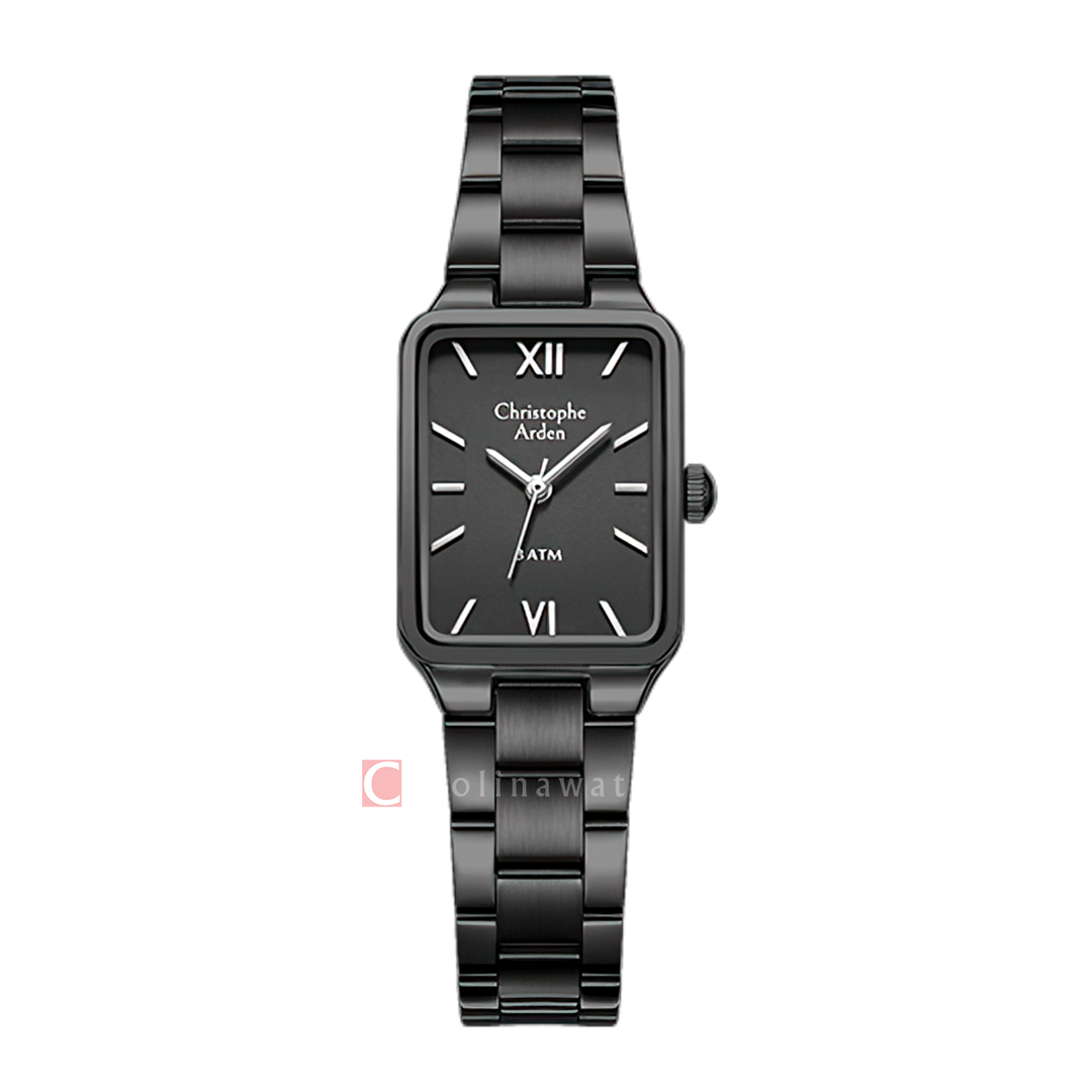 Jam Tangan Christophe Arden CA 1001 LHBIPBA Women Black Dial Black Stainless Steel Strap