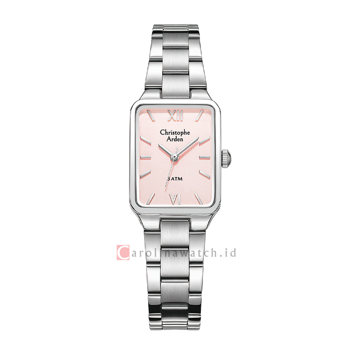 Jam Tangan Christophe Arden CA 1001 LHBSSPN Women Pink Dial Stainless Steel Strap