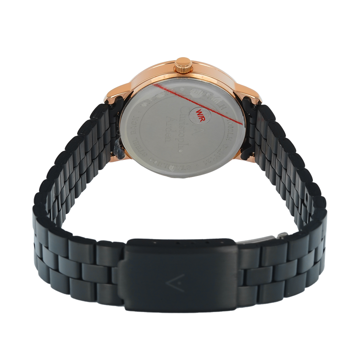Jam Tangan Christophe Arden CA 1002 LHBBRBA Women Black Dial Black Stainless Steel Strap