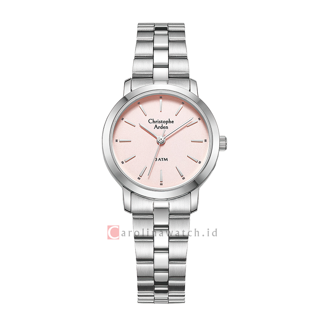 Jam Tangan Christophe Arden CA 1002 LHBSSPN Women Pink Dial Stainless Steel Strap