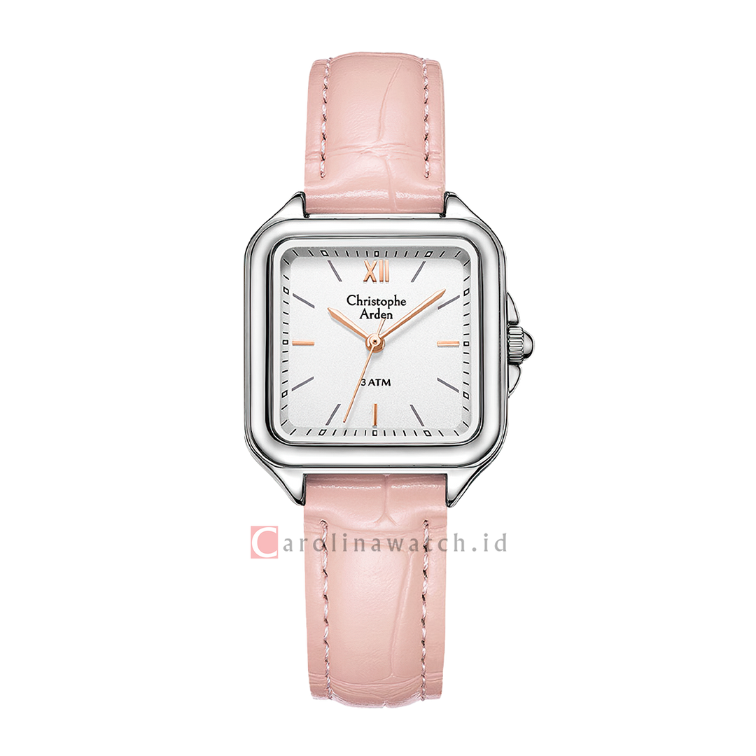 Jam Tangan Christophe Arden CA 1003 LHLSSSLPN Women White Dial Pink Leather Strap