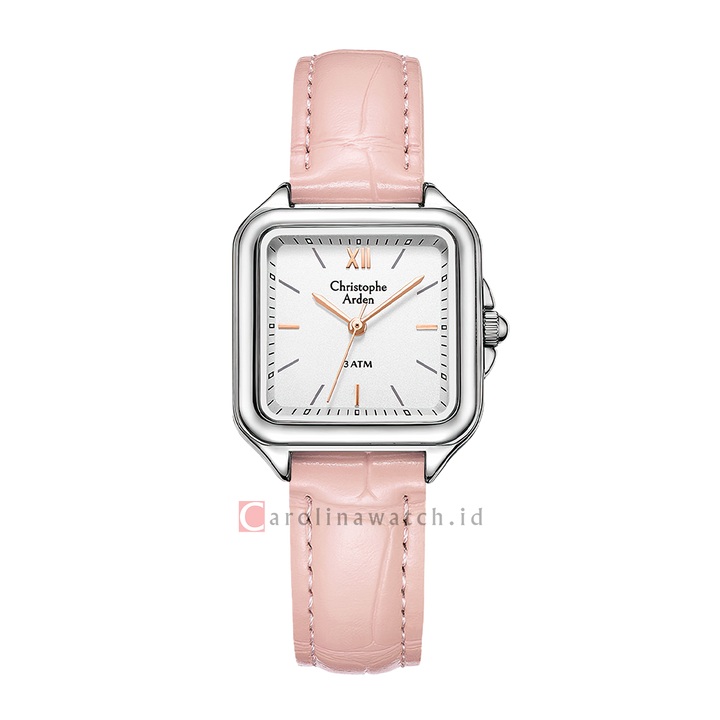 Jam Tangan Christophe Arden CA 1003 LHLSSSLPN Women White Dial Pink Leather Strap