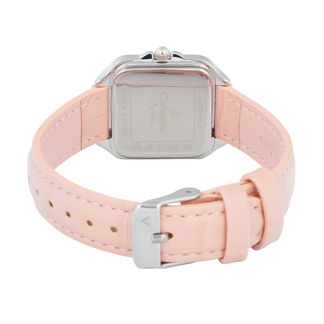 Jam Tangan Christophe Arden CA 1003 LHLSSSLPN Women White Dial Pink Leather Strap