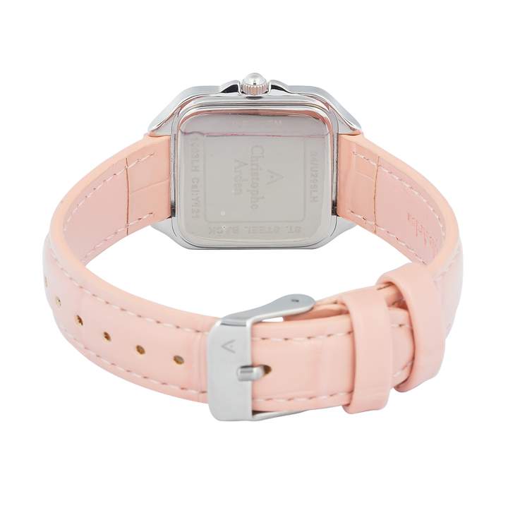 Jam Tangan Christophe Arden CA 1003 LHLSSSLPN Women White Dial Pink Leather Strap