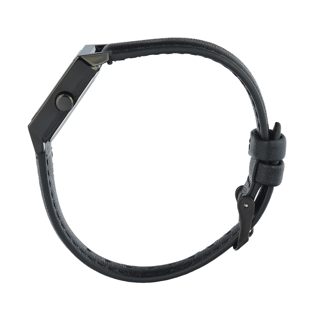 Jam Tangan Christophe Arden CA 1004 LHLIPBA2 Women Black Dial Black Leather Strap