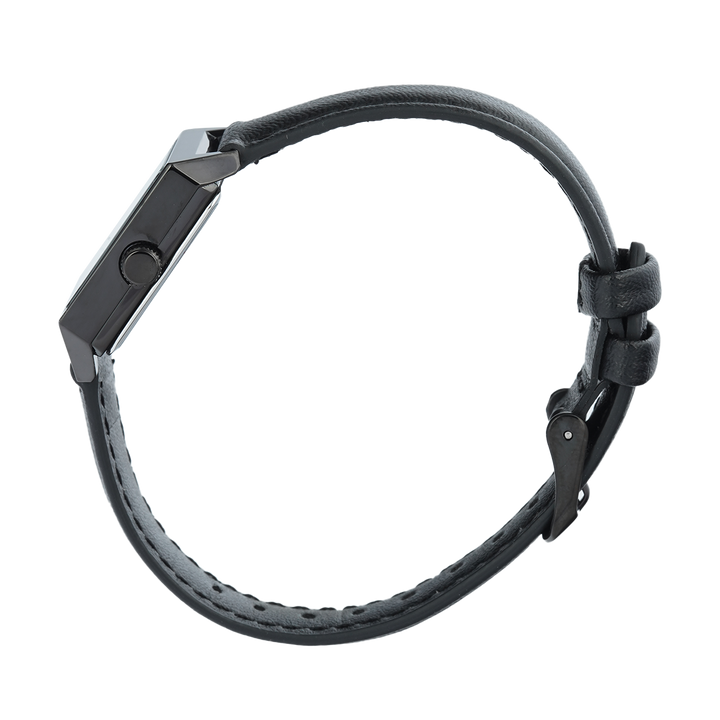 Jam Tangan Christophe Arden CA 1004 LHLIPBA Women Black Dial Black Leather Strap