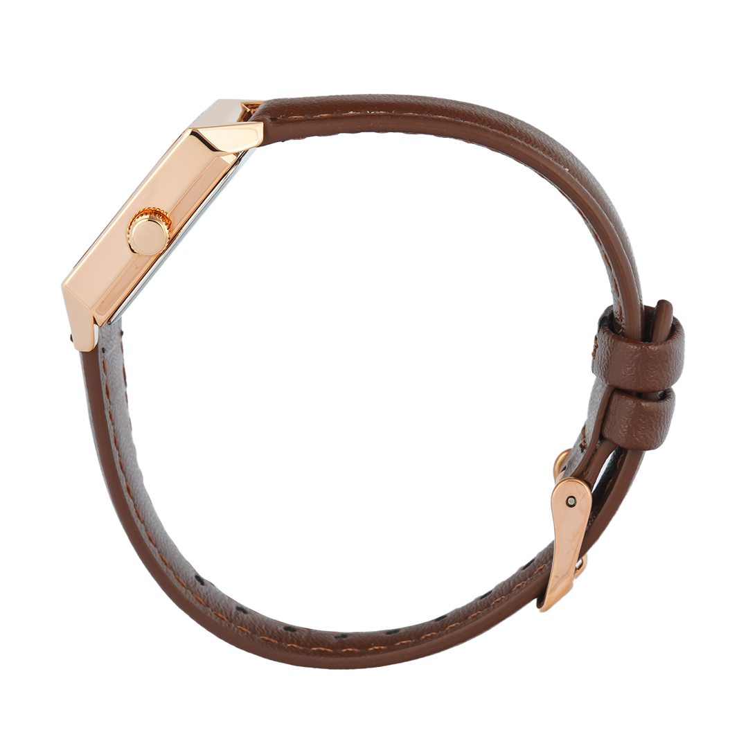 Jam Tangan Christophe Arden CA 1004 LHLRGPN2 Women Rose Gold Dial Brown Leather Strap