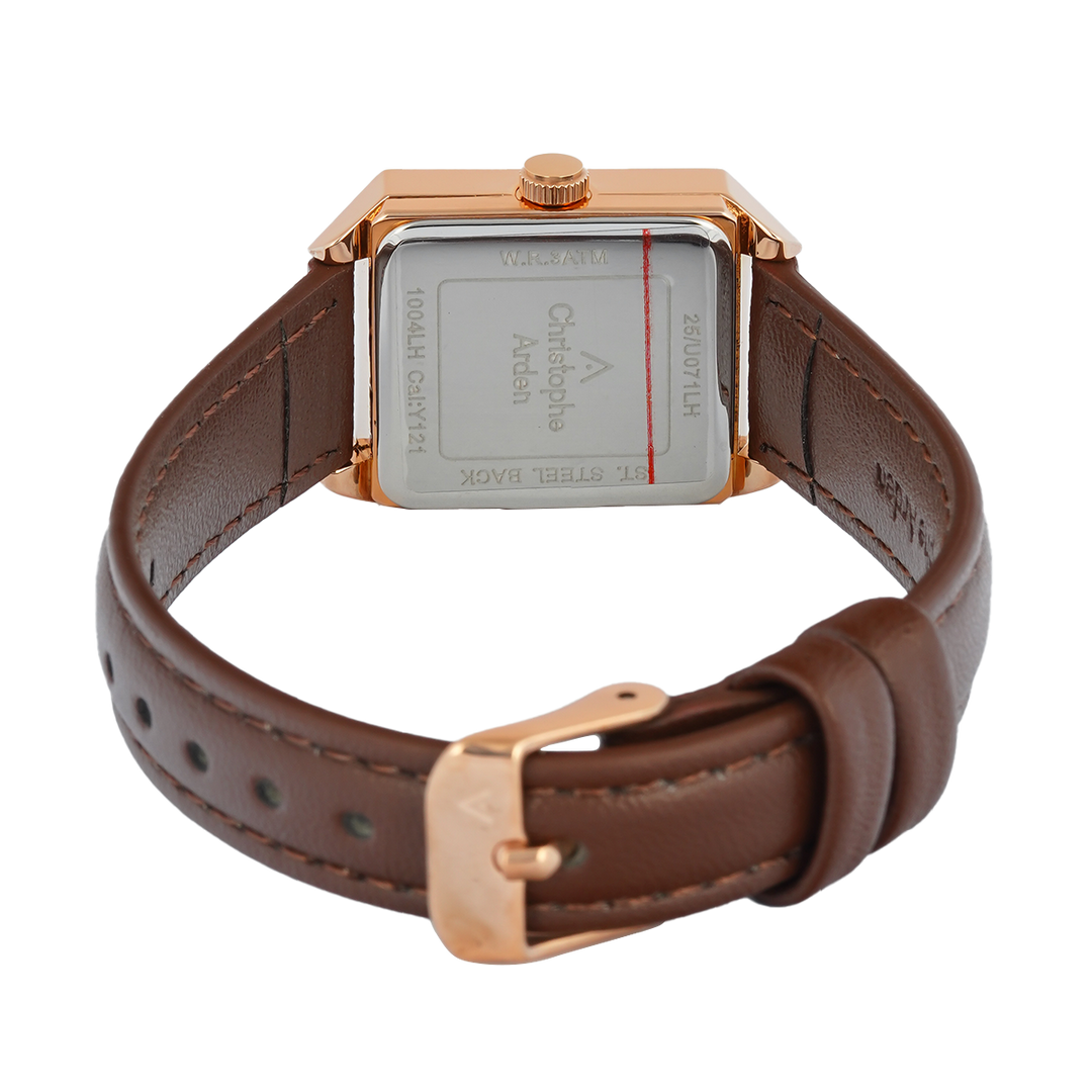 Jam Tangan Christophe Arden CA 1004 LHLRGPNBO2 Women Pink Dial Brown Leather Strap