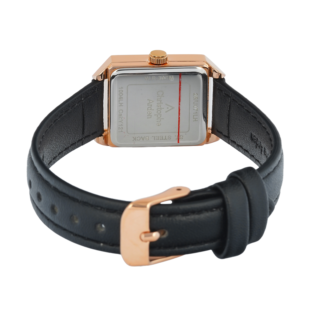 Jam Tangan Christophe Arden CA 1004 LHLRGSL2 Women White Dial Black Leather Strap