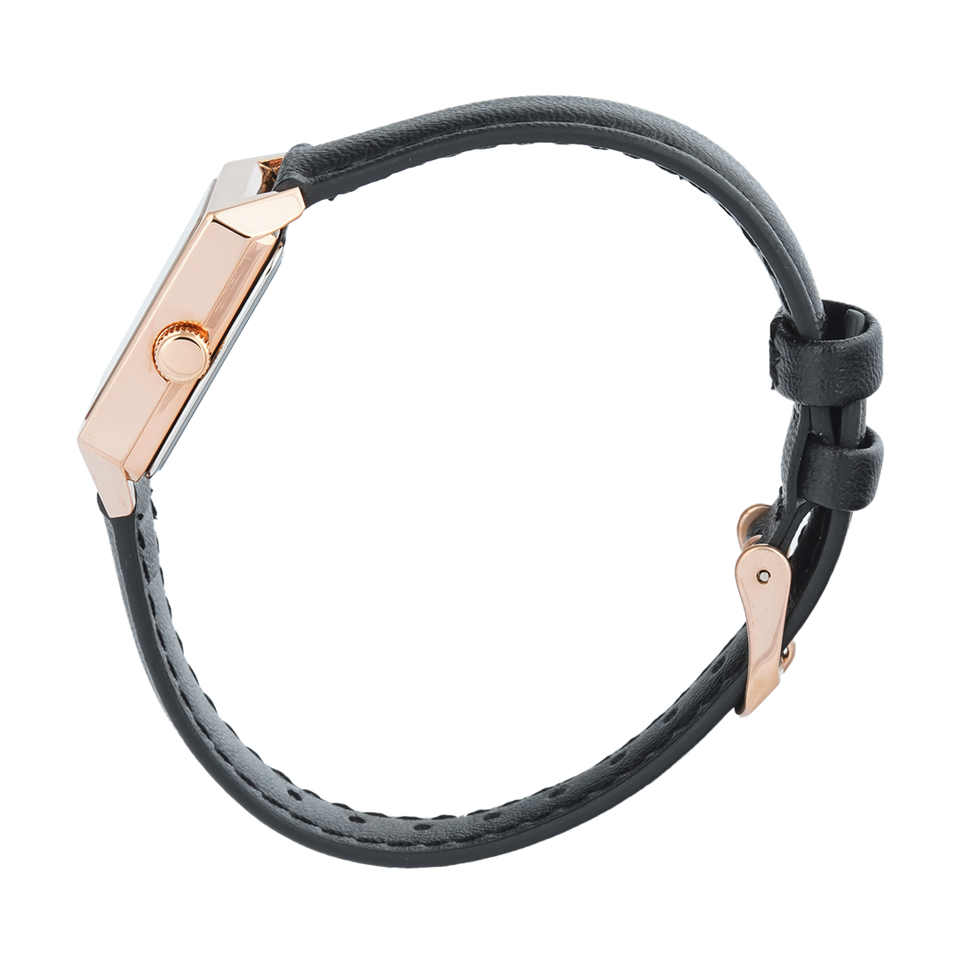 Jam Tangan Christophe Arden CA 1004 LHLRGSL Women White Dial Black Leather Strap