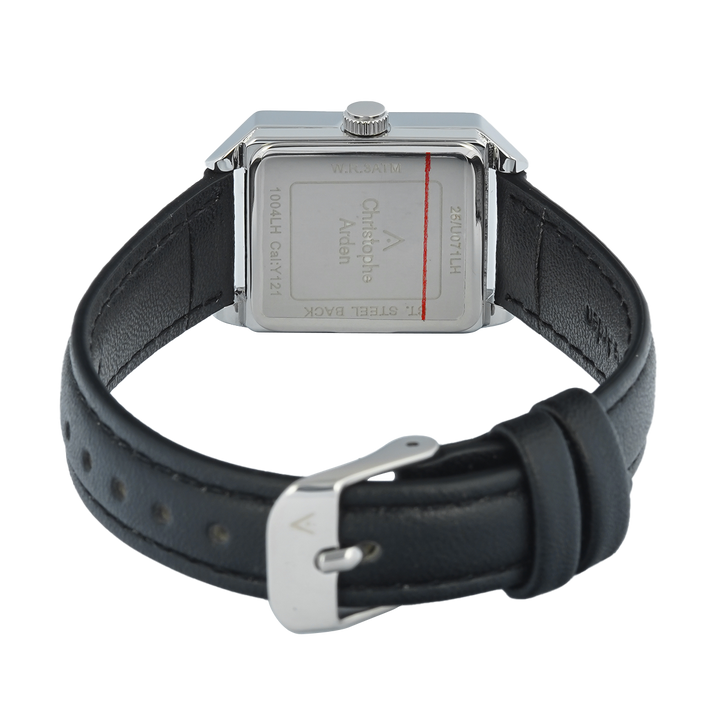 Jam Tangan Christophe Arden CA 1004 LHLSSBA2 Women Black Dial Black Leather Strap