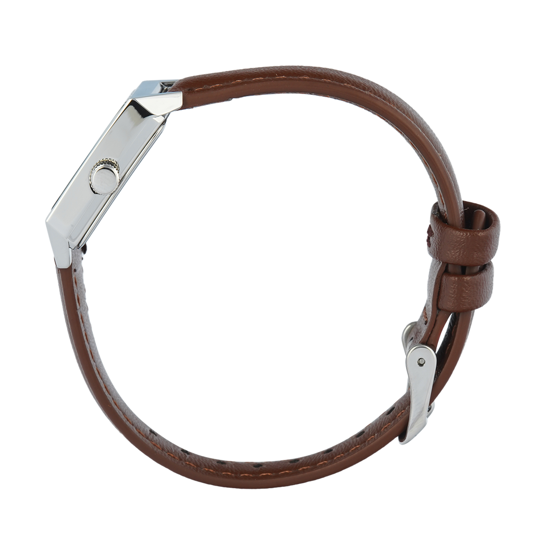 Jam Tangan Christophe Arden CA 1004 LHLSSSLBO2 Women White Dial Brown Leather Strap