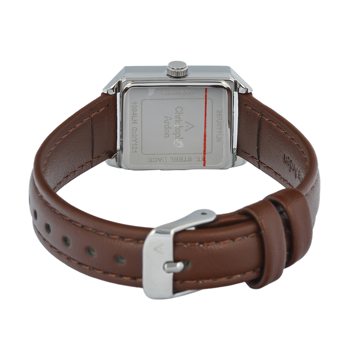 Jam Tangan Christophe Arden CA 1004 LHLSSSLBO2 Women White Dial Brown Leather Strap
