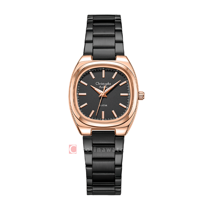 Jam Tangan Christophe Arden CA 1005 LHBBRBA Women Black Dial Black Stainless Steel Strap