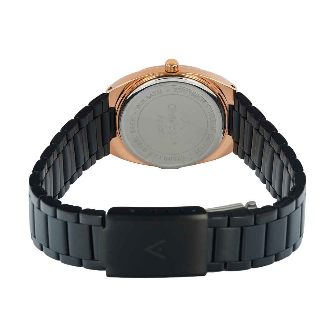 Jam Tangan Christophe Arden CA 1005 LHBBRBA Women Black Dial Black Stainless Steel Strap