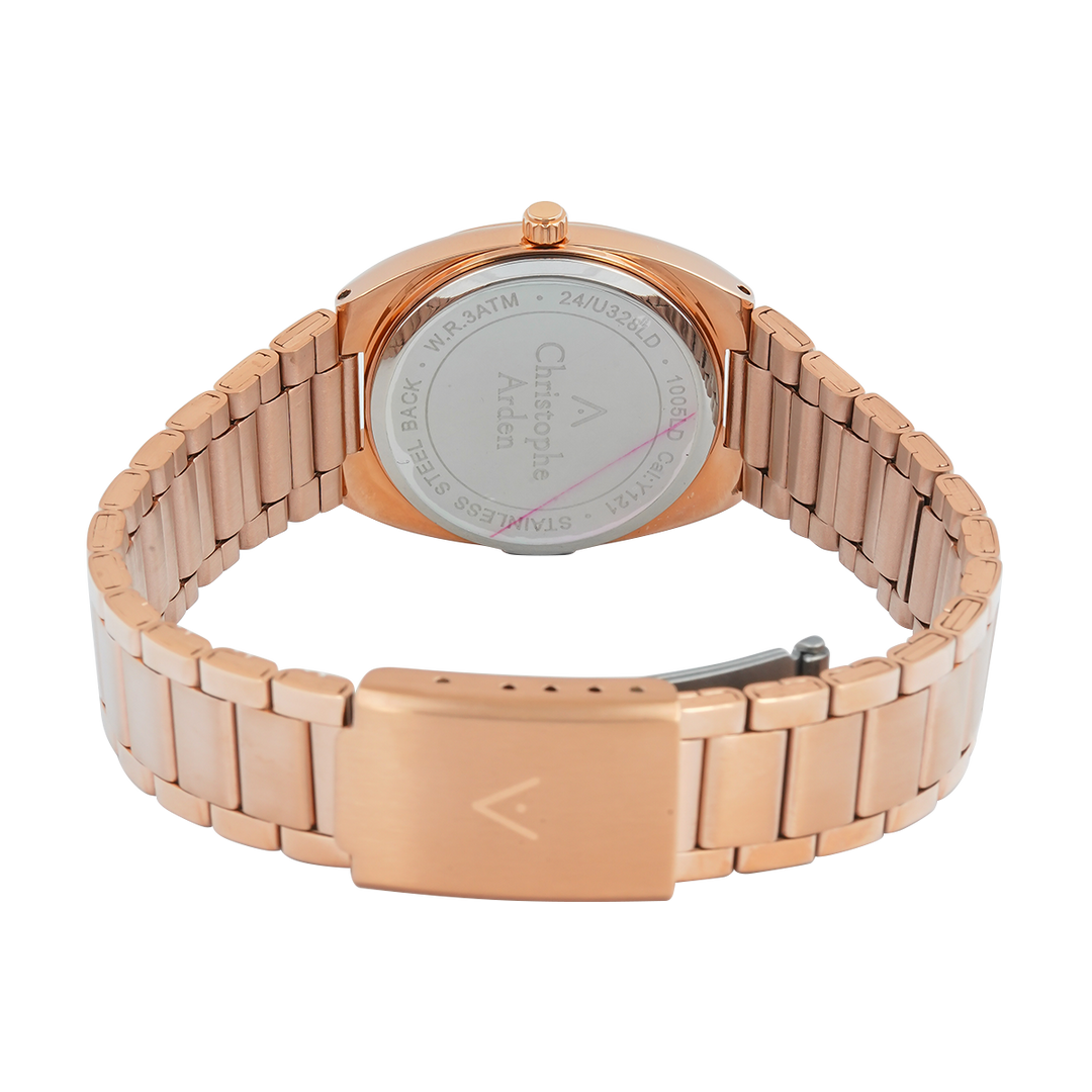 Jam Tangan Christophe Arden CA 1005 LHBRGLN Women Gold Dial Rose Gold Stainless Steel Strap