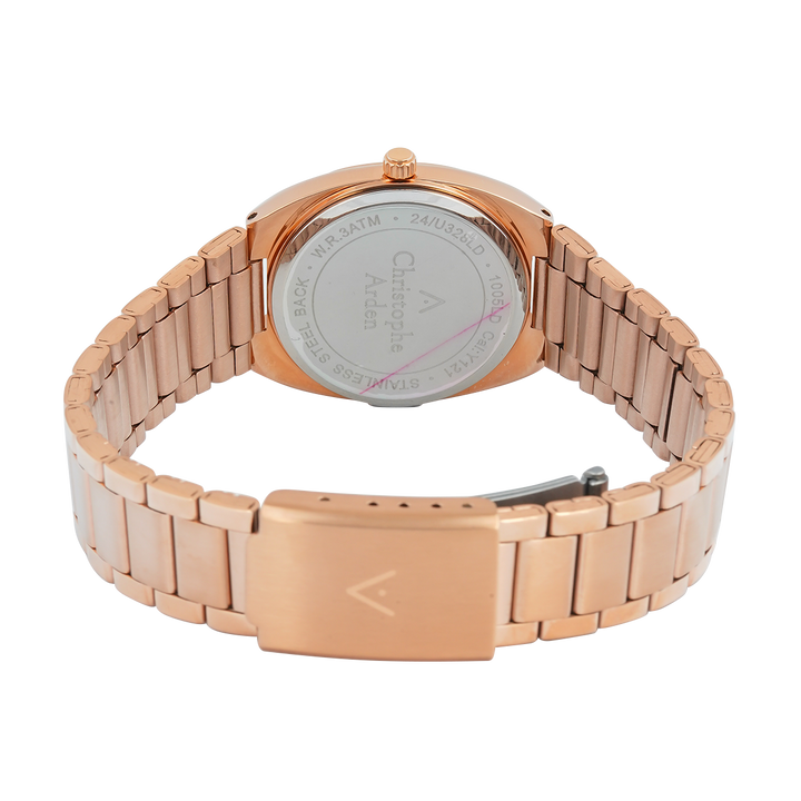 Jam Tangan Christophe Arden CA 1005 LHBRGLN Women Gold Dial Rose Gold Stainless Steel Strap