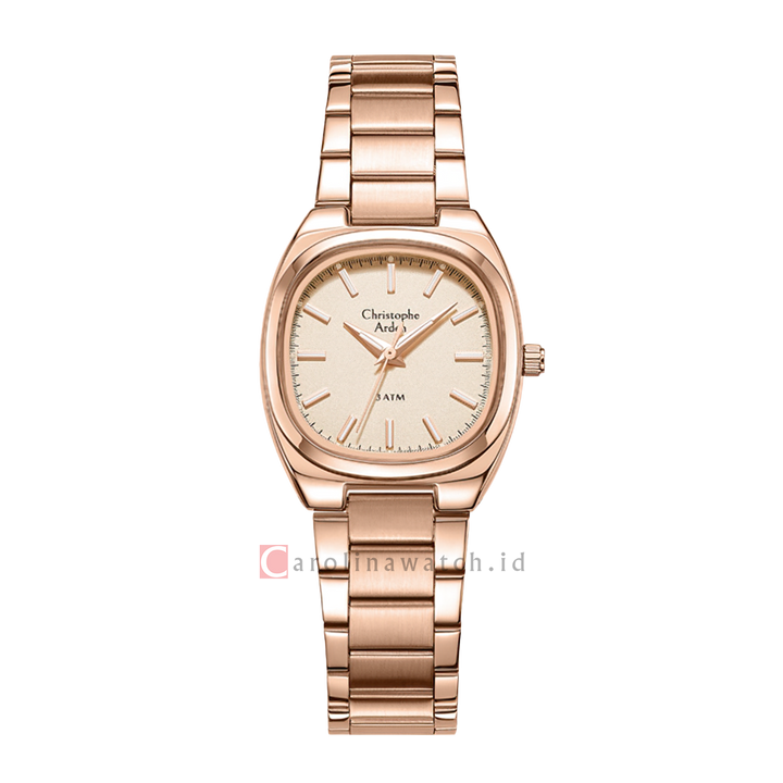Jam Tangan Christophe Arden CA 1005 LHBRGLN Women Gold Dial Rose Gold Stainless Steel Strap