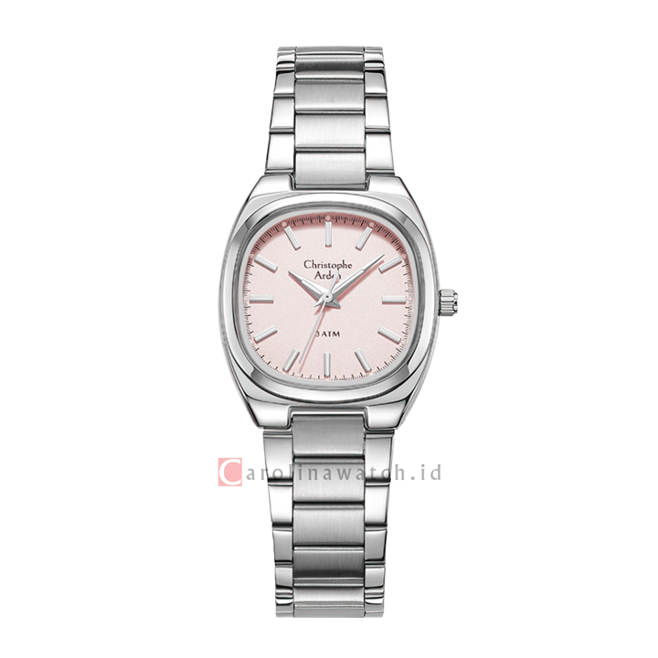 Jam Tangan Christophe Arden CA 1005 LHBSSPN Women Pink Dial Stainless Steel Strap