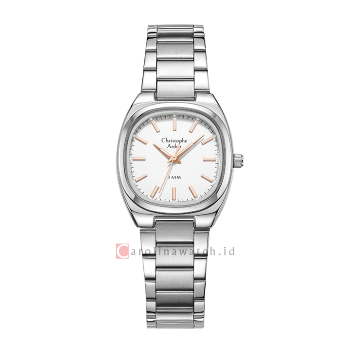Jam Tangan Christophe Arden CA 1005 LHBSSSLRG Women White Dial Stainless Steel Strap